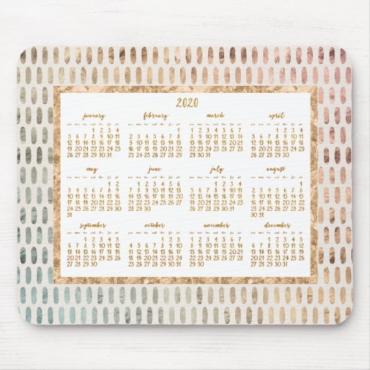 Tapis De Souris Golden Annuel 2020 Calendrier Pads Light (Devant)