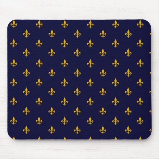 Tapis De Souris Golden Fleur de Lis sur Navy Blue (Devant)
