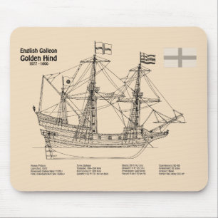 Tapis De Souris Golden Hind - Plan directeur des navires SD