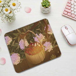 Tapis De Souris Golden Hour Strawberry Basket Mouse Pad