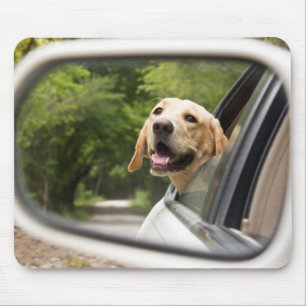 Tapis De Souris Golden Labrador In Rearview Mirror