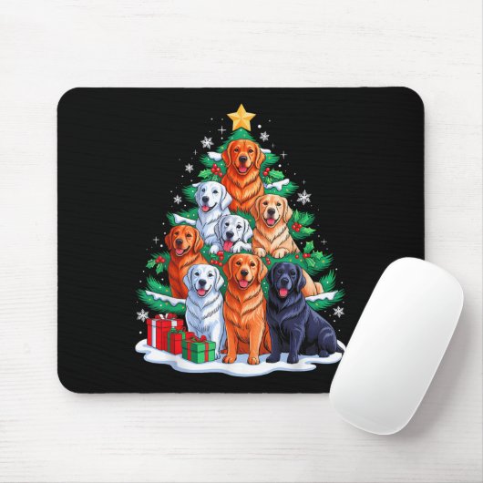 Tapis De Souris Golden Retriever Arbre Noël Noël Escouade hommes f (Avec souris)