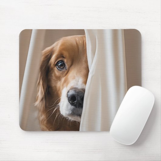 Tapis De Souris Golden Retriever au rideau (Avec souris)