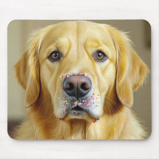 Tapis De Souris Golden Retriever Avec Des Saupouilles Sur Son Nez (Devant)