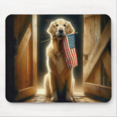 Tapis De Souris Golden Retriever avec drapeau américain (Devant)