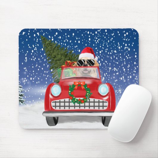Tapis De Souris Golden Retriever Chien Conduite Voiture En Noël De (Avec souris)