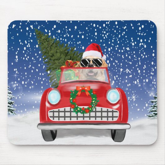 Tapis De Souris Golden Retriever Chien Conduite Voiture En Noël De (Devant)