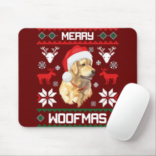 Tapis De Souris Golden Retriever Chien Merry Woofmas Sweat de Noël
