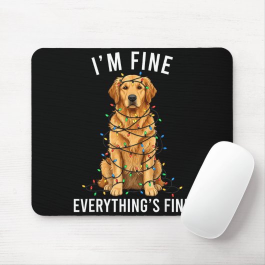 Tapis De Souris Golden Retriever Christmas I'm Fine Everything Is (Avec souris)