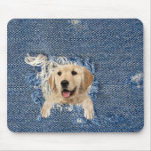 Tapis De Souris Golden Retriever dans Denim Hole (Devant)