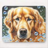 Tapis De Souris Golden Retriever dans les bulles de savon (Devant)