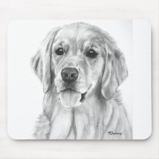 Tapis De Souris Golden retriever dessinant Mousepad (Devant)
