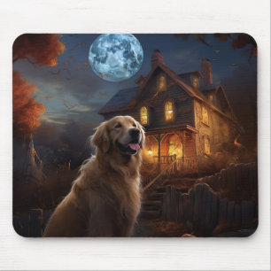 Tapis De Souris Golden Retriever Halloween Effrayant