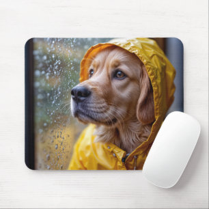 Tapis De Souris Golden Retriever in a Rain Slick