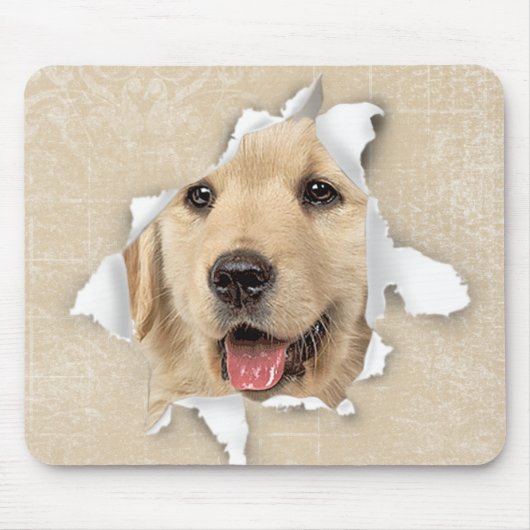 Tapis De Souris Golden Retriever in Paper Hole (Devant)