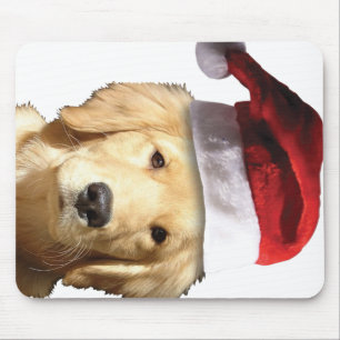 Tapis De Souris Golden Retriever In Santa Hat