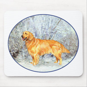 Tapis De Souris Golden Retriever in Wintertime