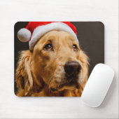 Tapis De Souris Golden retriever posant pour son Noël (Avec souris)