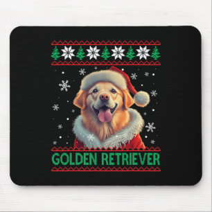 Tapis De Souris Golden Retriever Santa Hat Vilain Noël