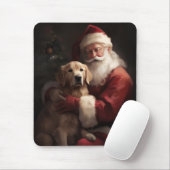 Tapis De Souris Golden Retriever with Santa Clause Christmas (Avec souris)