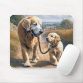 Tapis De Souris Golden Retrievers Walking on a Country Road (Avec souris)