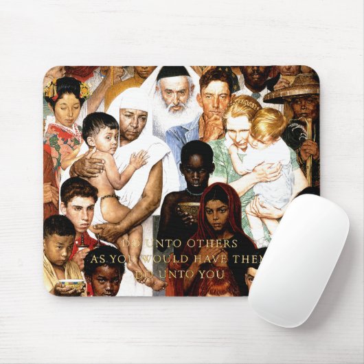 Tapis De Souris Golden Rule (Do to other) par Norman Rockwell (Avec souris)