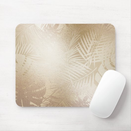 Tapis De Souris Golden Shine Botanique Tropical Palm Tree Feuilles (Avec souris)