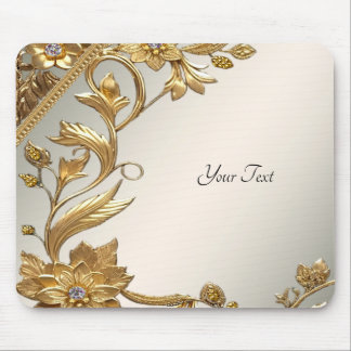 Tapis De Souris Golden Wavy Feuille Floral Mousepad