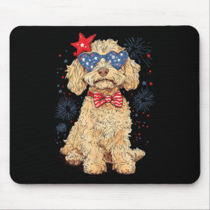 Tapis De Souris Goldendoodle 4 juillet Patriotique Doodle Doré D