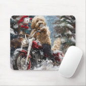 Tapis De Souris Goldendoodle Chien équitation Moto Noël (Avec souris)