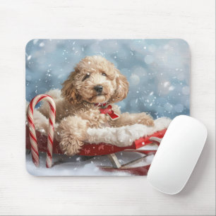 Tapis De Souris Goldendoodle Chien Noël Festif