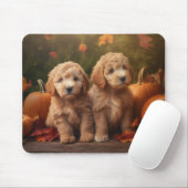 Tapis De Souris Goldendoodle Chiot Automne Citrouille délice (Avec souris)
