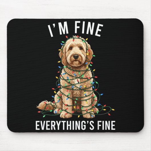 Tapis De Souris Goldendoodle Christmas I'm Fine Everything Is Fine (Devant)