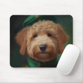 Tapis De Souris Goldendoodle Dog en tenue de la Saint Patrick (Avec souris)