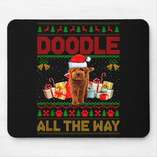 Tapis De Souris Goldendoodle Dog Ugly Christmas Sweaters Pet Dog L (Devant)