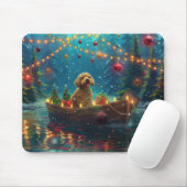 Tapis De Souris Goldendoodle Noël Festive Voyage (Avec souris)