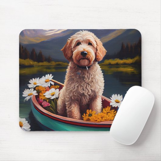 Tapis De Souris Goldendoodle on a Paddle : Une aventure Pittoresqu (Avec souris)