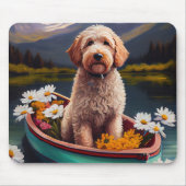 Tapis De Souris Goldendoodle on a Paddle : Une aventure Pittoresqu (Devant)