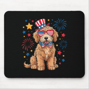 Tapis De Souris Goldendoodle Patriotique 4 Juillet Doodle Doré D