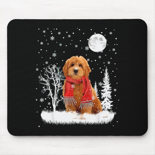 Tapis De Souris Goldendoodle Under Moonlight Snow Christmas Pajama (Devant)
