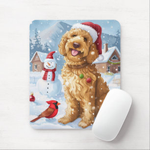 Tapis De Souris Goldendoodle Winter Wonderland Christmas Joy