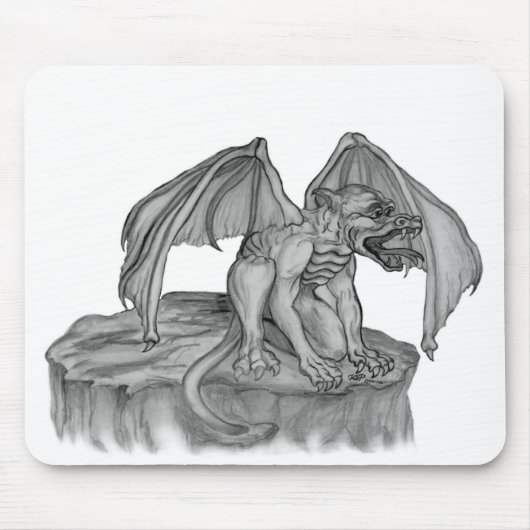 Tapis De Souris GOLEM - Gargoyle noir et blanc (Devant)