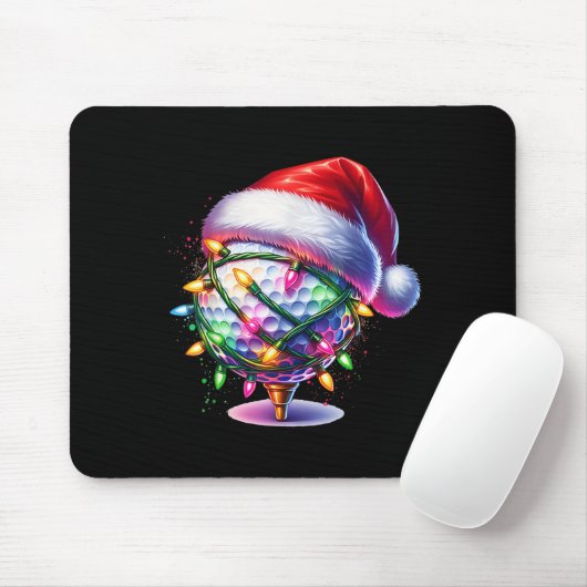 Tapis De Souris Golf Ball Santa Hat Men Womens Christmas Golfing X (Avec souris)