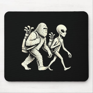 Tapis De Souris Golf Drôle Bigfoot Sasquatch Alien Ufo Golfeur