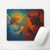 Tapis De Souris “Good and Evil – Abstract Angel and Demon Painting (Avec souris)