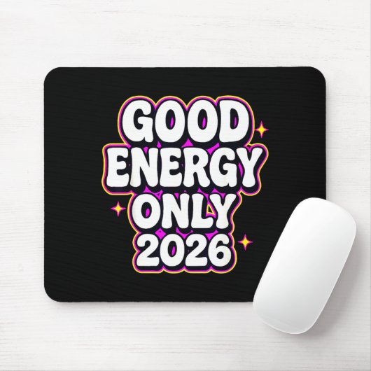 Tapis De Souris Good Energy Only 2026 Retro Bubble Letter Design  (Avec souris)