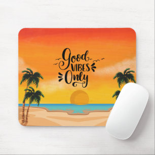 Tapis De Souris Good Vibes illustré orange uniquement