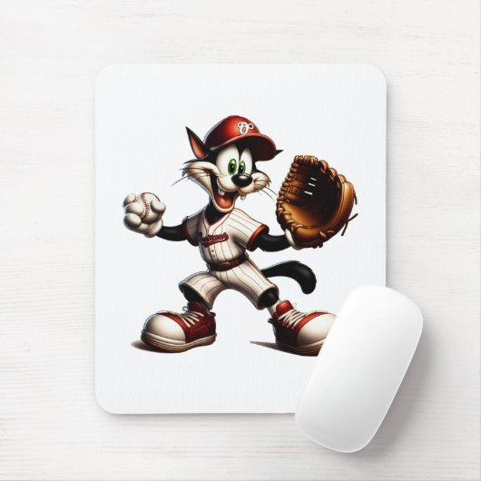 Tapis De Souris Goofy Cat Baseball Pitcher Monte (Avec souris)