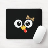 Tapis De Souris Googly-eyed Turkey With Leopard Bow, Funny Cartoon (Avec souris)
