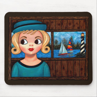 Tapis De Souris Googly Girl Sailor Head Vase Lighthouse Voilier